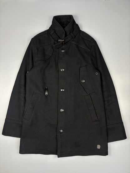 2000s G-Star Technical Black Wool Peacoat (L)