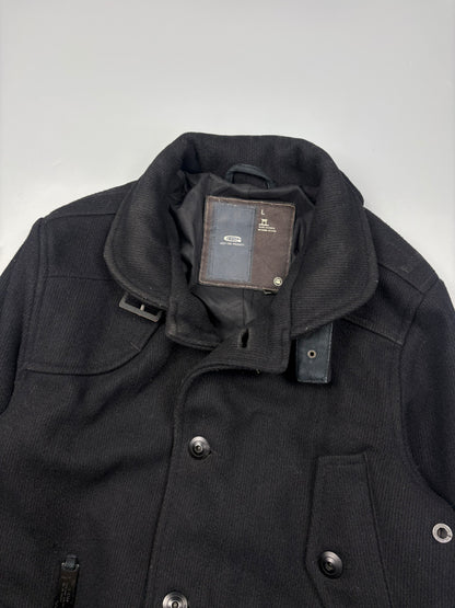 2000s G-Star Technical Black Wool Peacoat (L)