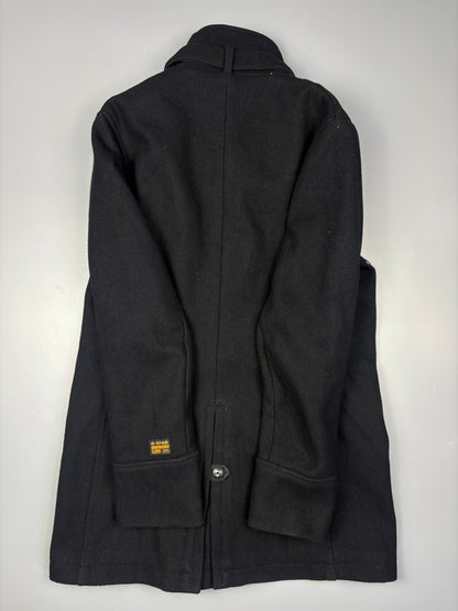 2000s G-Star Technical Black Wool Peacoat (L)