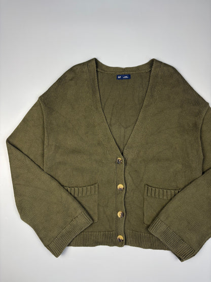 2000s GAP Khaki Green Thick Knit Cardigan (L)