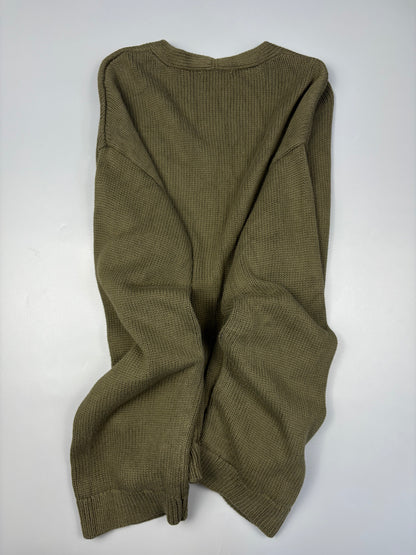 2000s GAP Khaki Green Thick Knit Cardigan (L)