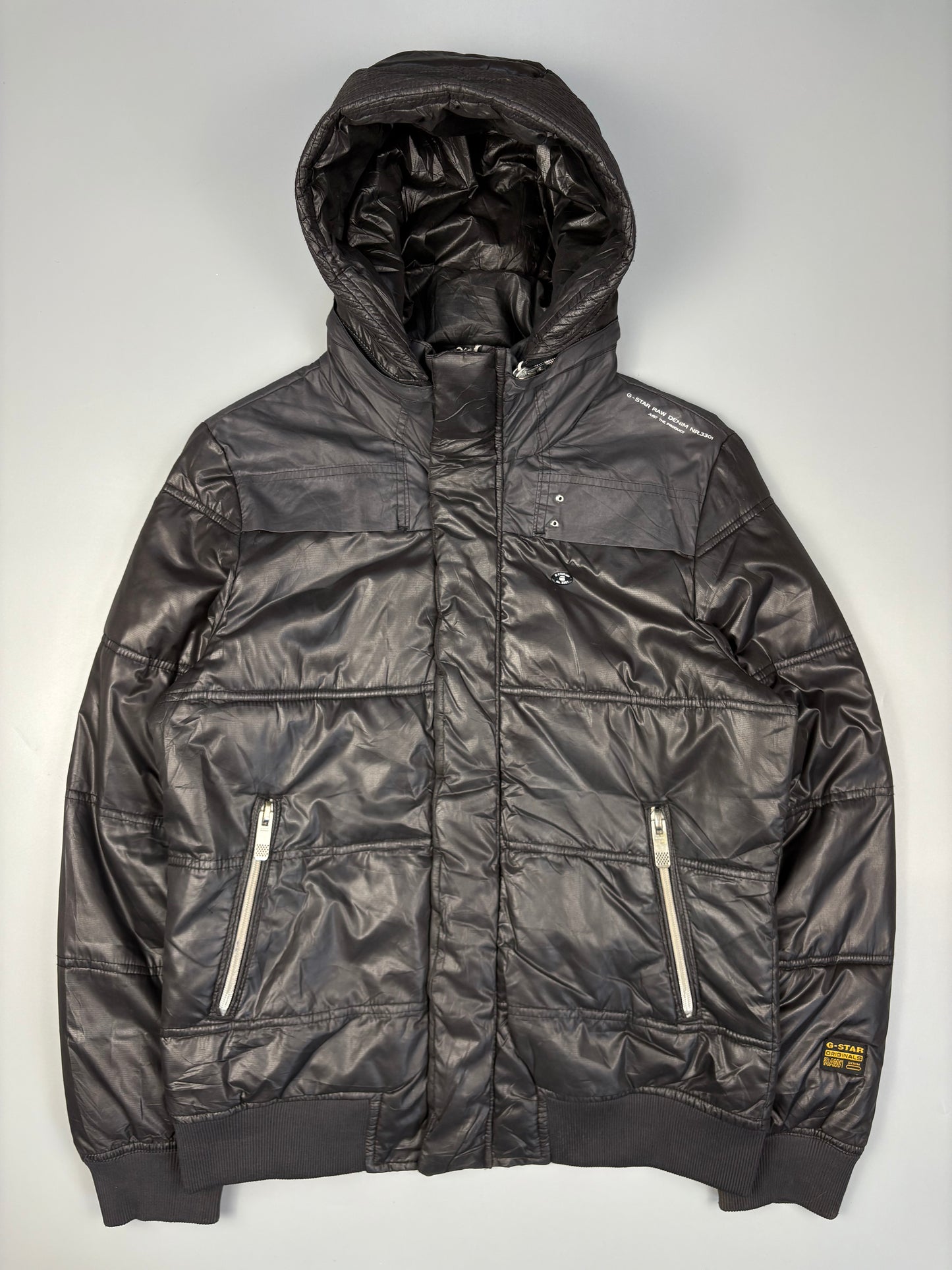 2000s G-Star Black Quilted Zip-up Jacket (women's L)