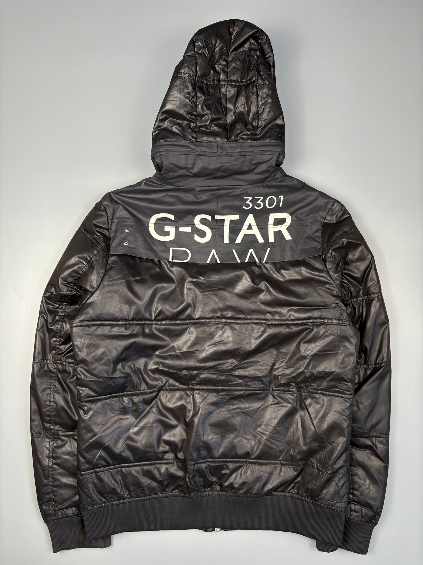 2000s G-Star Black Quilted Zip-up Jacket (women's L)