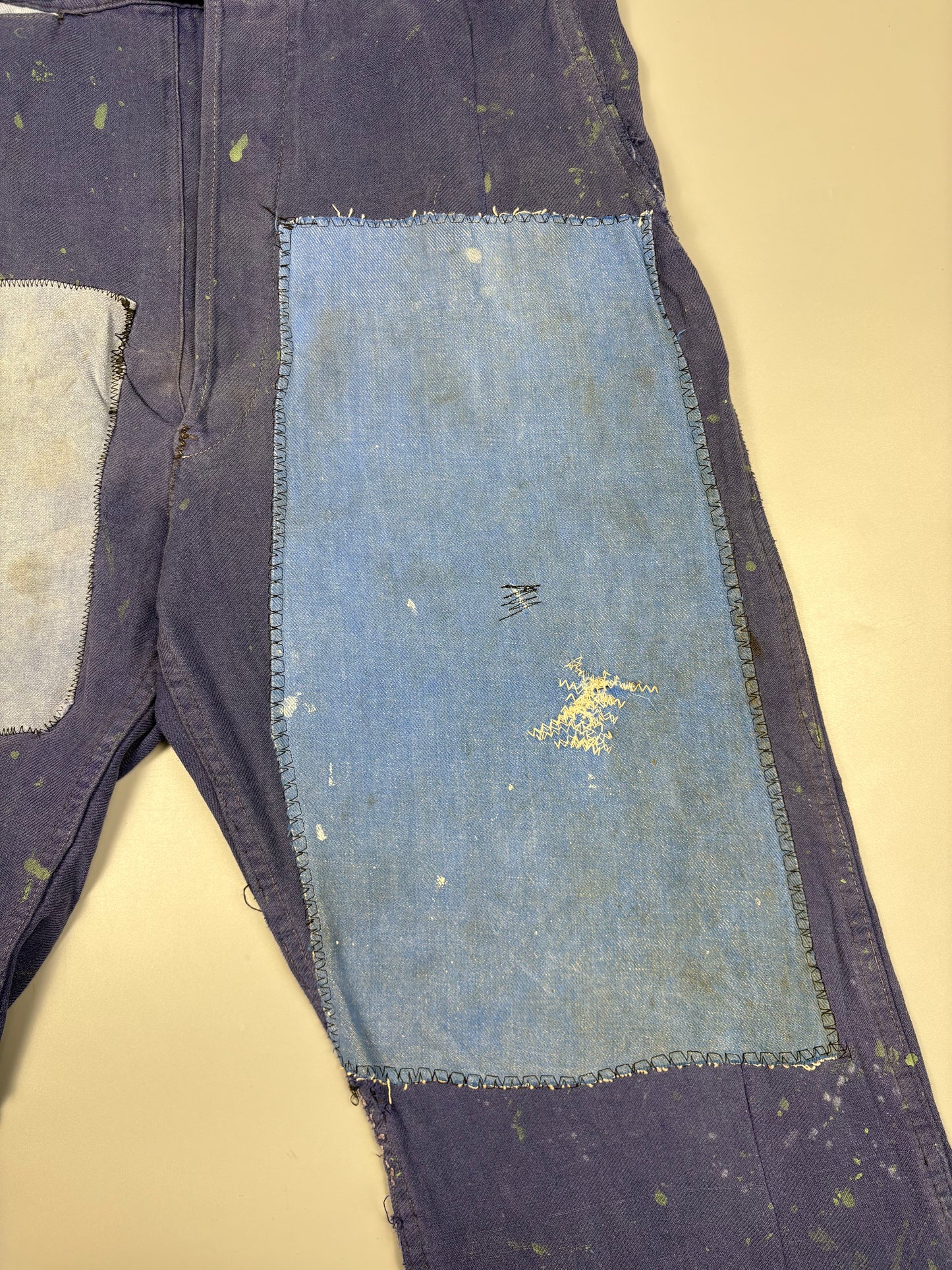 True Vintage 1960s French Patch Repair Faded Workwear Trouses (34w)