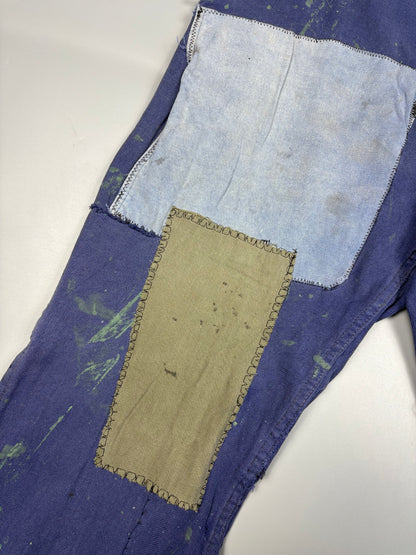 True Vintage 1960s French Patch Repair Faded Workwear Trouses (34w)