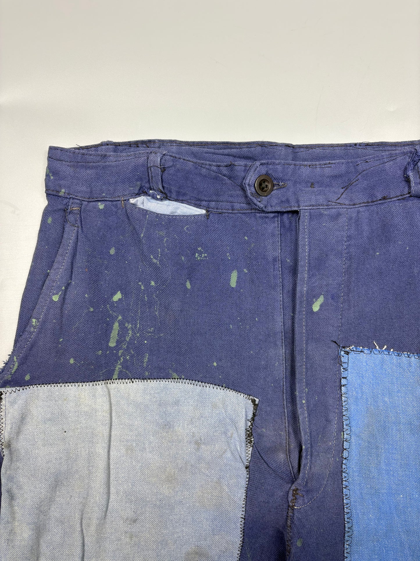 True Vintage 1960s French Patch Repair Faded Workwear Trouses (34w)