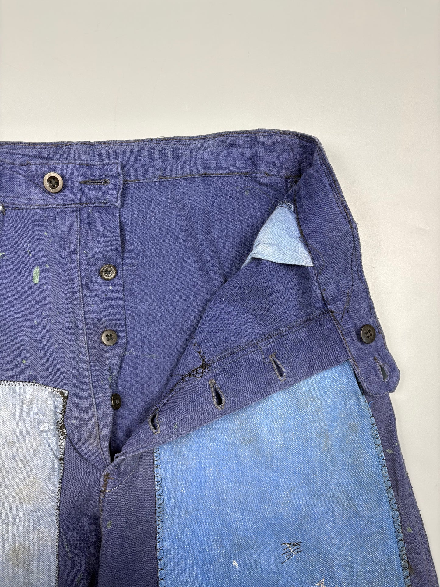 True Vintage 1960s French Patch Repair Faded Workwear Trouses (34w)