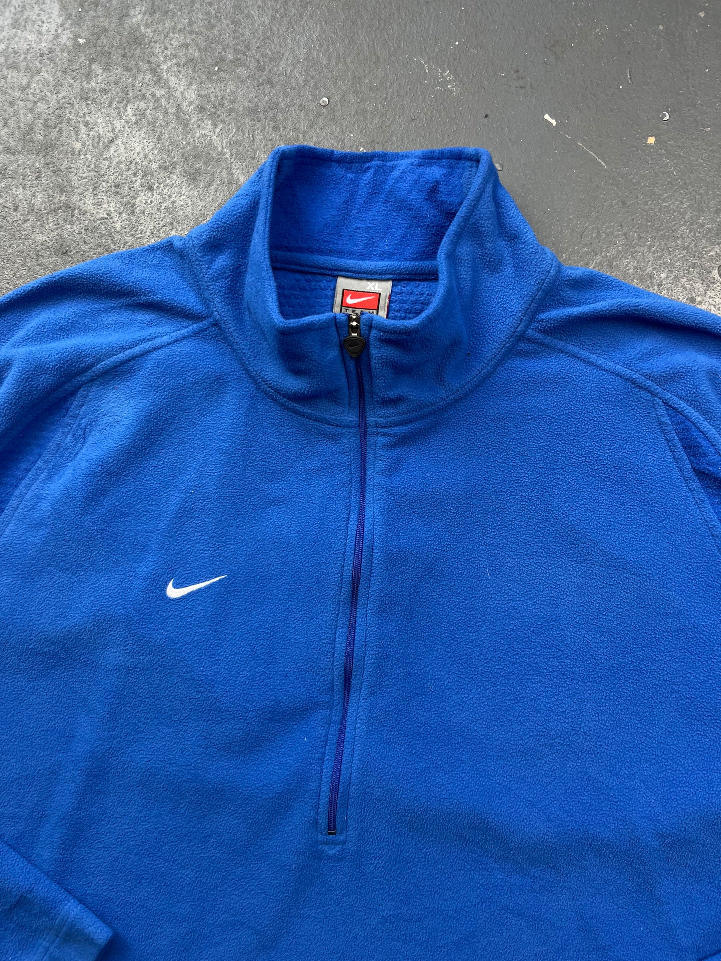 90s Nike Team Royal Blue Quarter Zip Fleece Jumper  [XL]