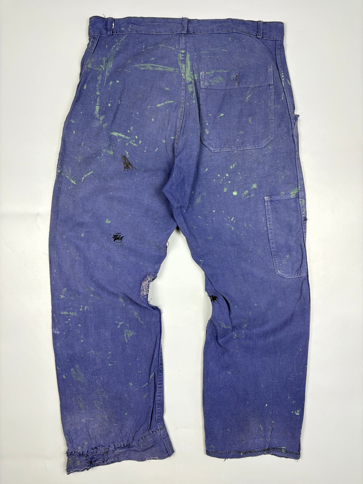 True Vintage 1960s French Patch Repair Faded Workwear Trouses (34w)