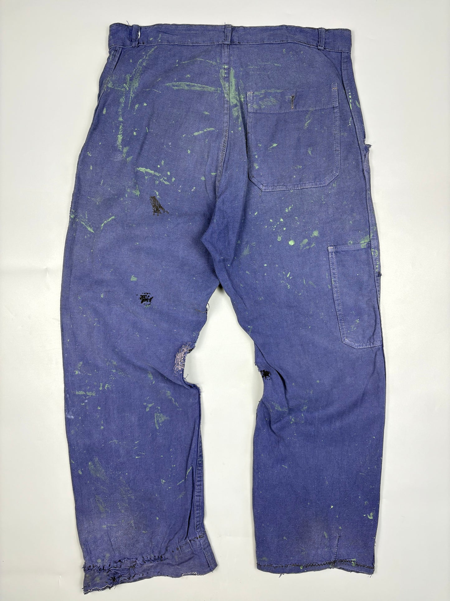 True Vintage 1960s French Patch Repair Faded Workwear Trouses (34w)