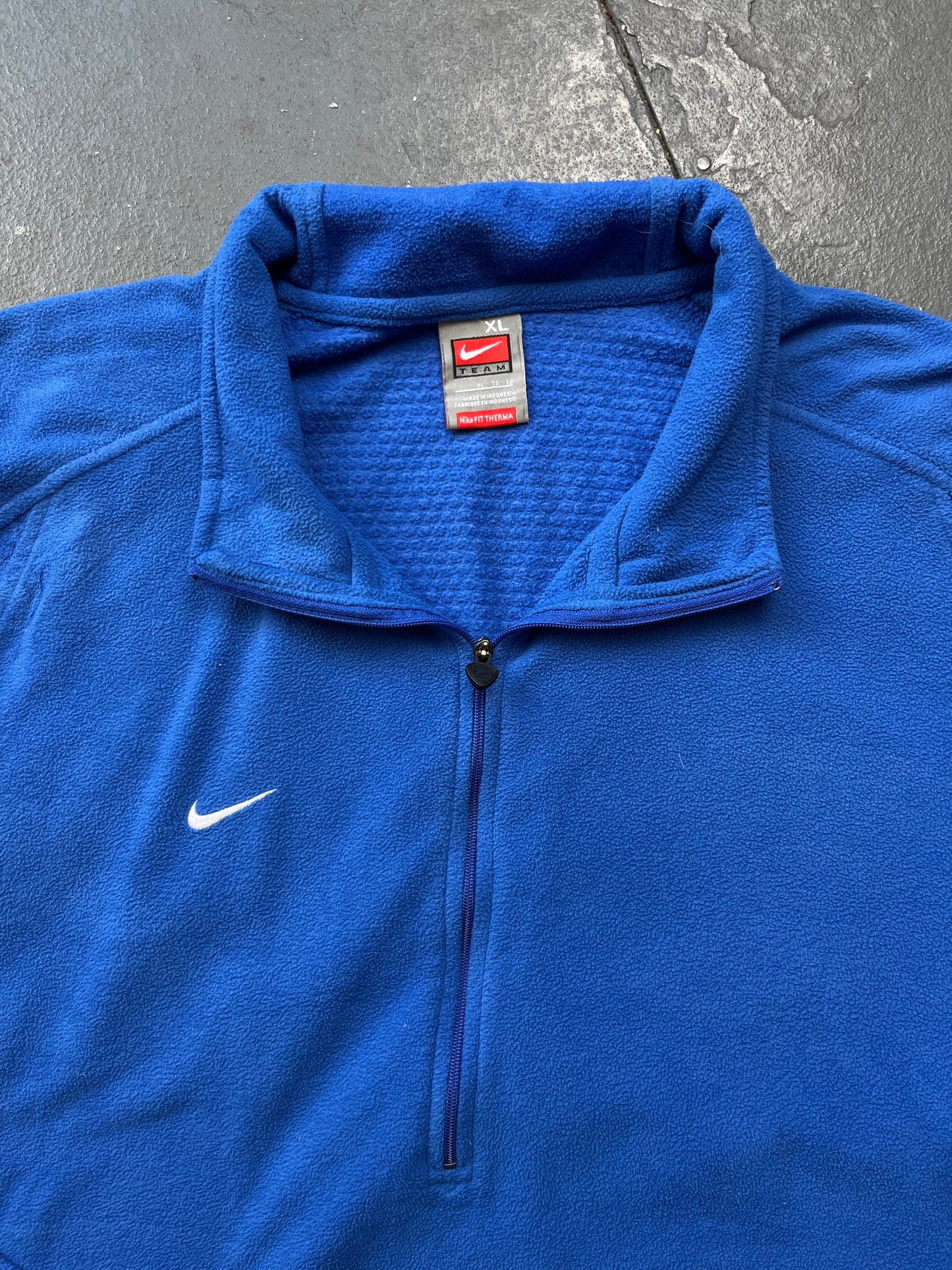 90s Nike Team Royal Blue Quarter Zip Fleece Jumper  [XL]