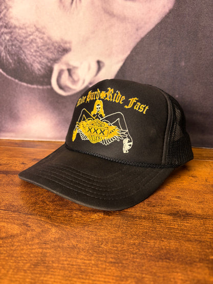 Vintage Harley Bootleg Black Trucker Hat