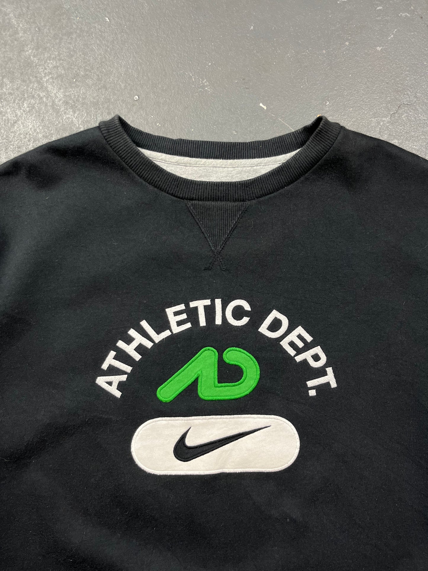 2000s Nike Athletic Dept. Black Embroidered Jumper  [XXL]