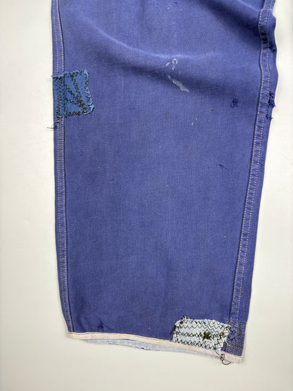 True Vintage 1950s French Chore Repair Patch Workwear Trousers (34w)