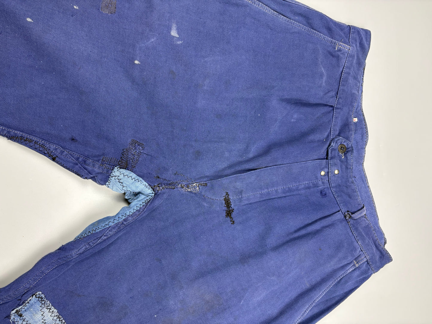 True Vintage 1950s French Chore Repair Patch Workwear Trousers (34w)
