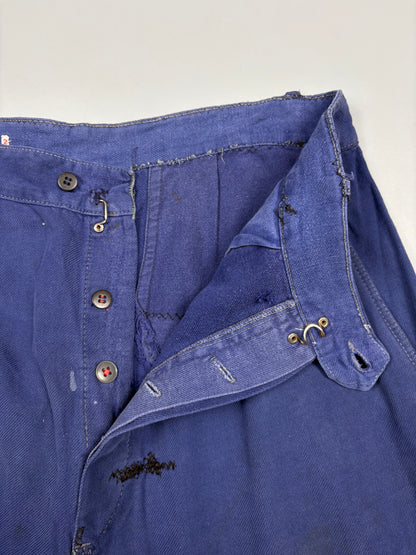 True Vintage 1950s French Chore Repair Patch Workwear Trousers (34w)