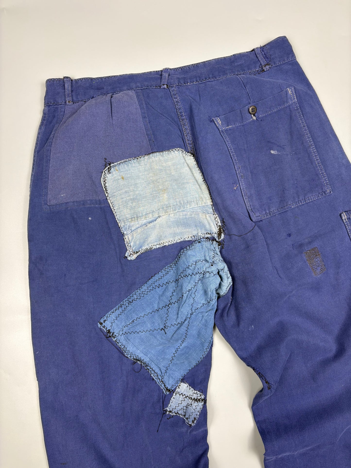 True Vintage 1950s French Chore Repair Patch Workwear Trousers (34w)