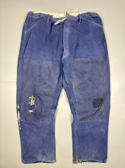 True Vintage 1950s French Workwear Double Knee Trousers (36adj)
