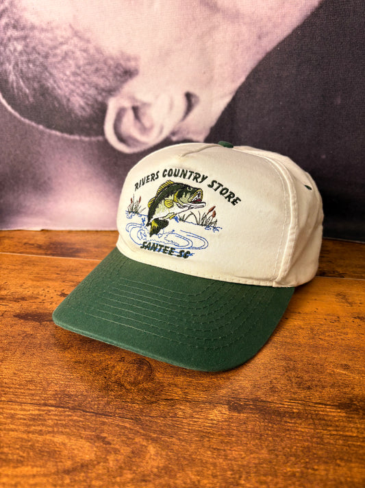 Vintage Fishing White + Green Trucker Hat