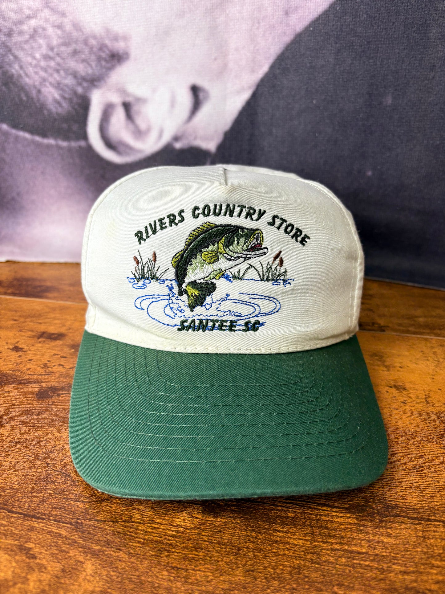 Vintage Fishing White + Green Trucker Hat