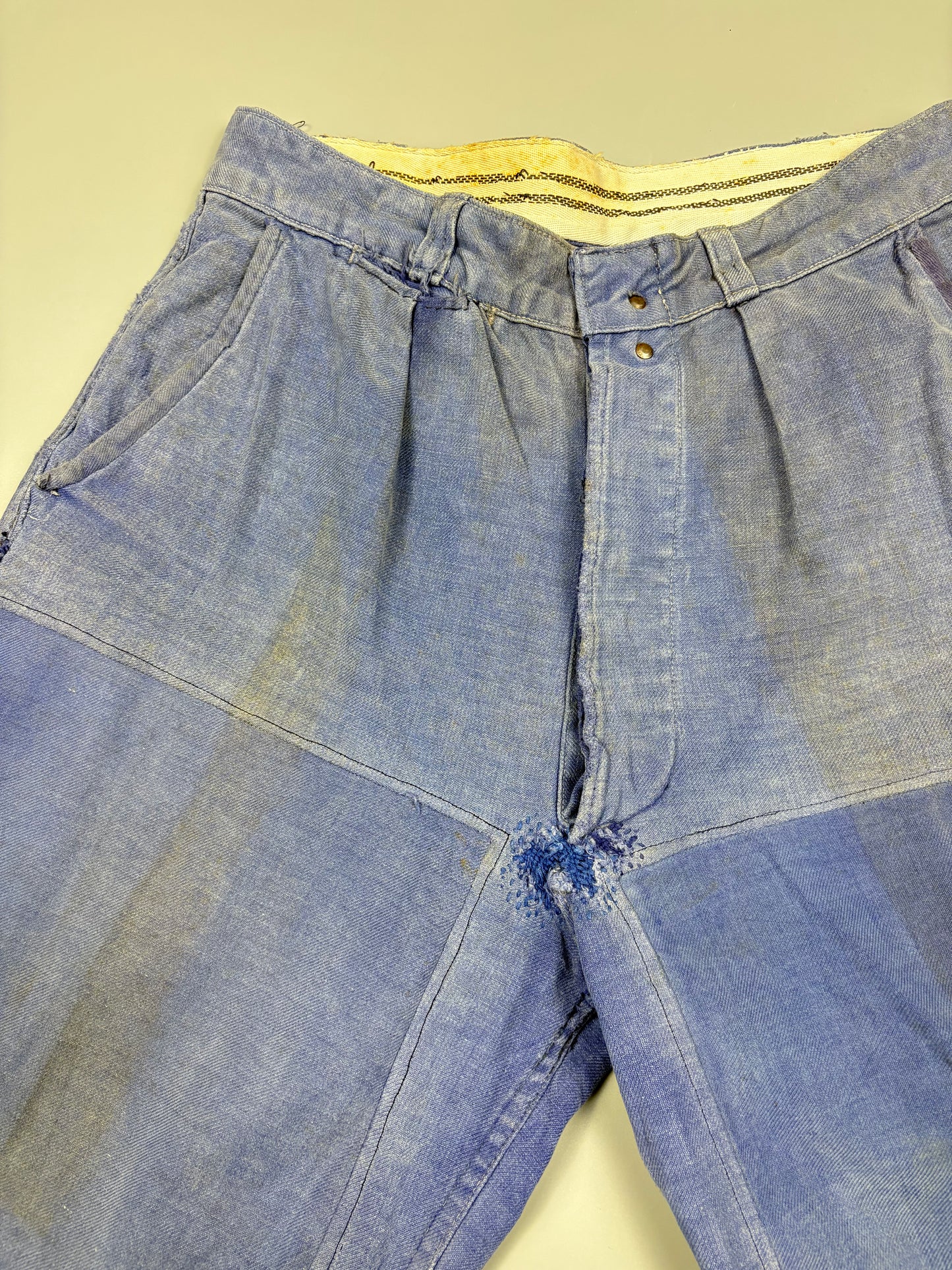 True Vintage 1950s French Workwear Homemade Double Knee Trousers (30w)
