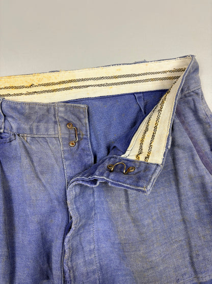 True Vintage 1950s French Workwear Homemade Double Knee Trousers (30w)