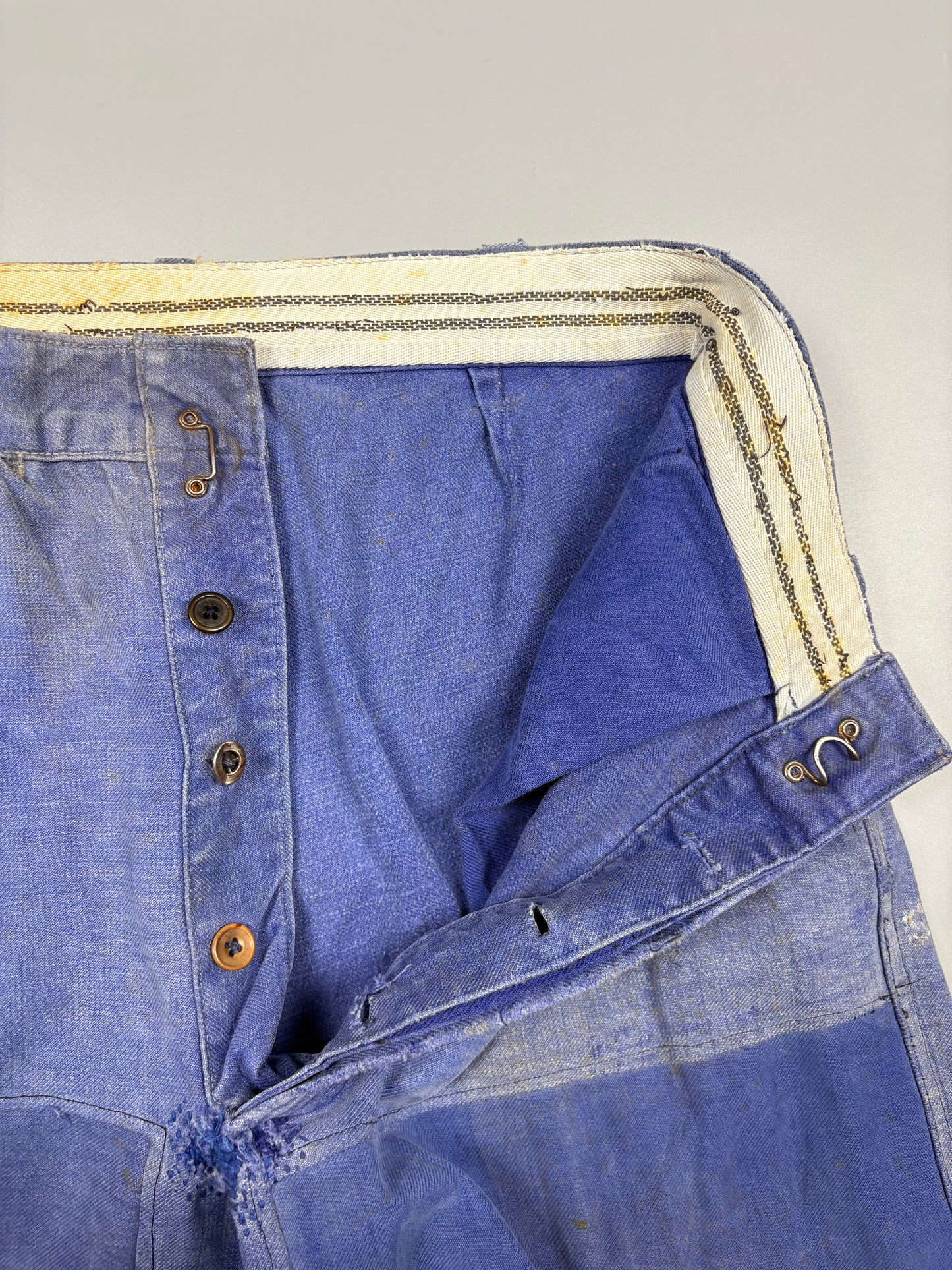 True Vintage 1950s French Workwear Homemade Double Knee Trousers (30w)