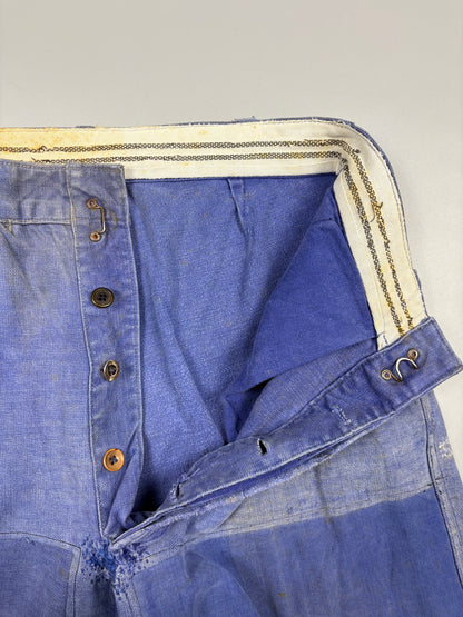 True Vintage 1950s French Workwear Homemade Double Knee Trousers (30w)