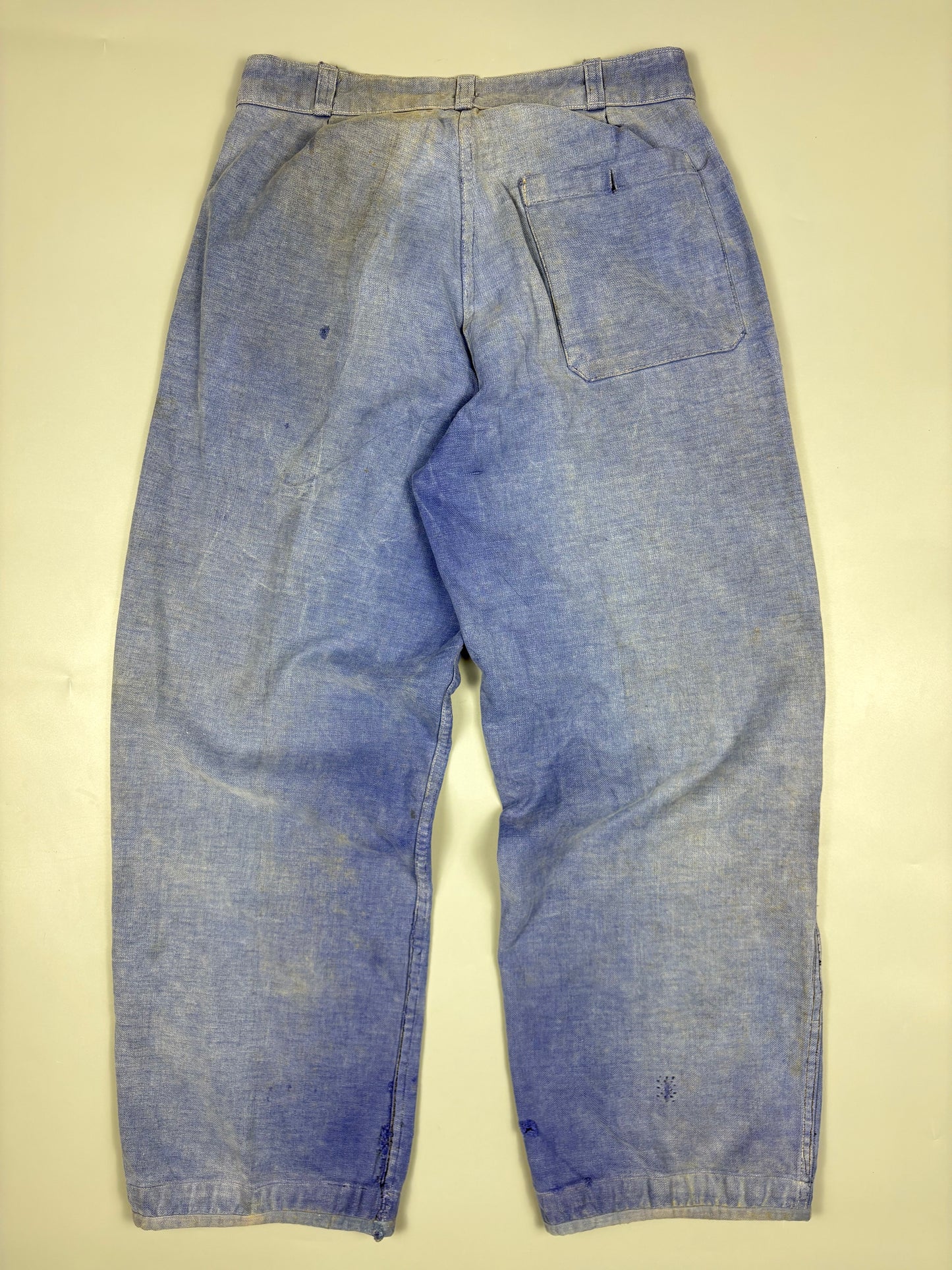 True Vintage 1950s French Workwear Homemade Double Knee Trousers (30w)
