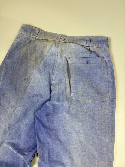 True Vintage 1950s French Workwear Homemade Double Knee Trousers (30w)