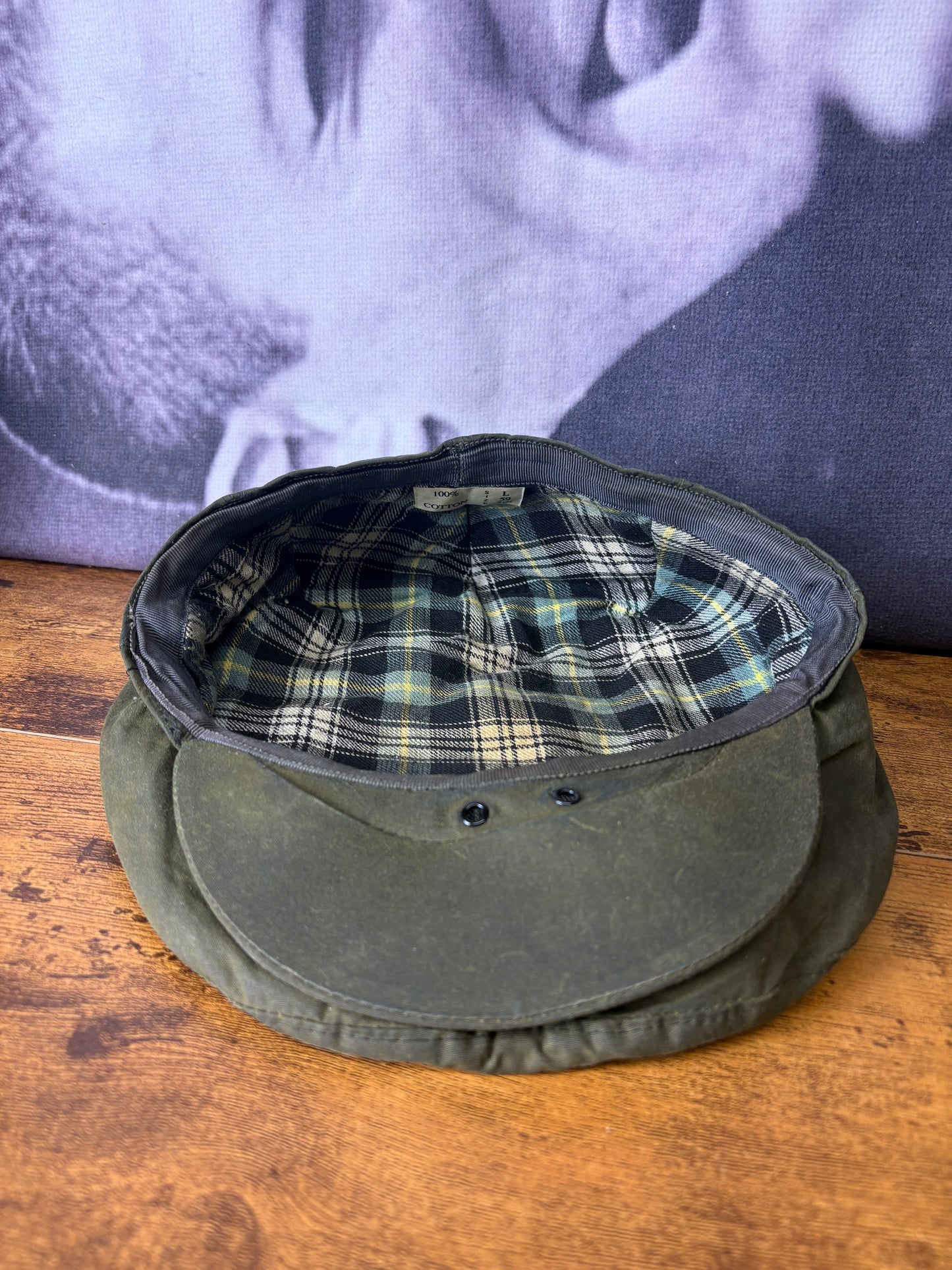 True Vintage 80s Wax Khaki Green Flat Cap