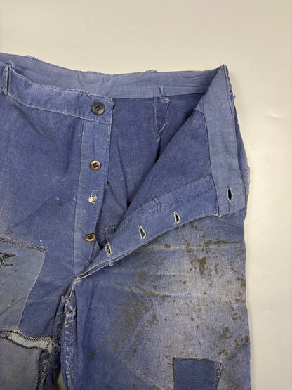 True Vintage 1950s French Patch Repair Thrashed Trousers (30w)