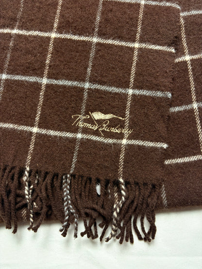 Vintage Burberry Brown Nova Check Lambswool Scarf | 12x66'