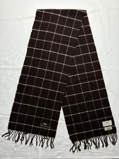 Vintage Burberry Brown Nova Check Lambswool Scarf | 12x66'