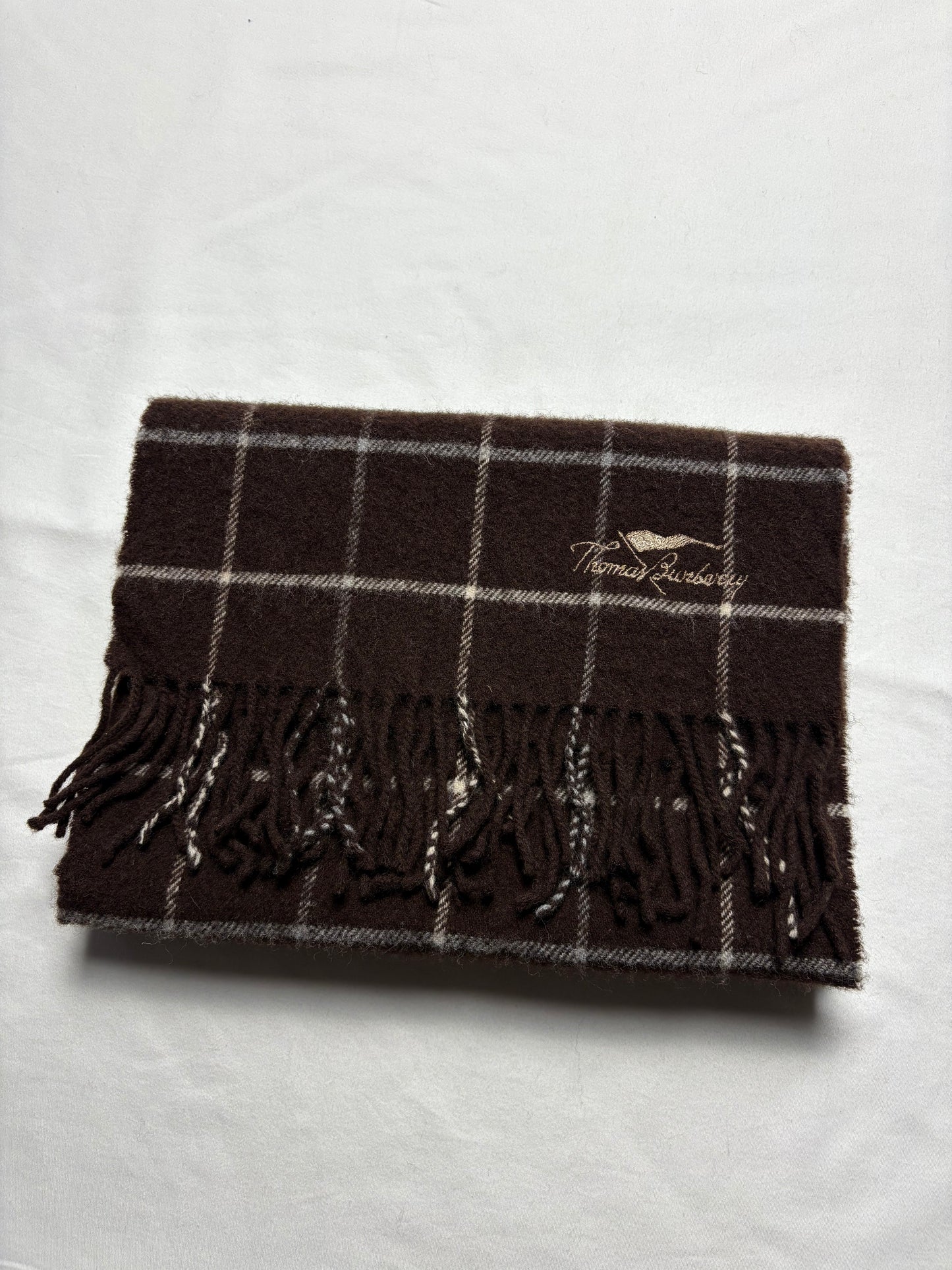 Vintage Burberry Brown Nova Check Lambswool Scarf | 12x66'
