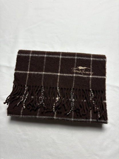 Vintage Burberry Brown Nova Check Lambswool Scarf | 12x66'
