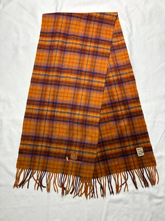 Vintage Aquascutum Ginger Plaid Lana Wool Scarf | 12x34'