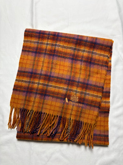 Vintage Aquascutum Ginger Plaid Lana Wool Scarf | 12x34'