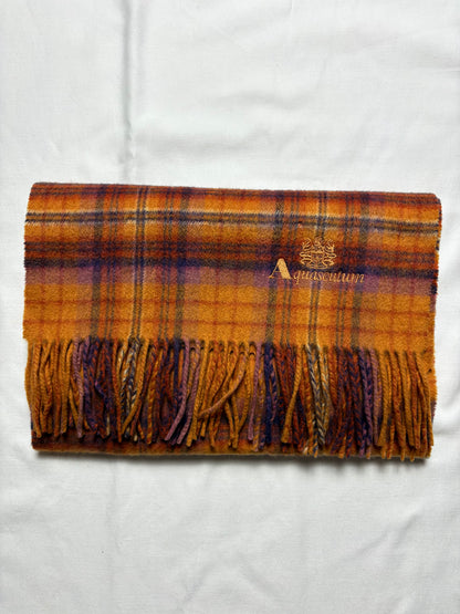 Vintage Aquascutum Ginger Plaid Lana Wool Scarf | 12x34'