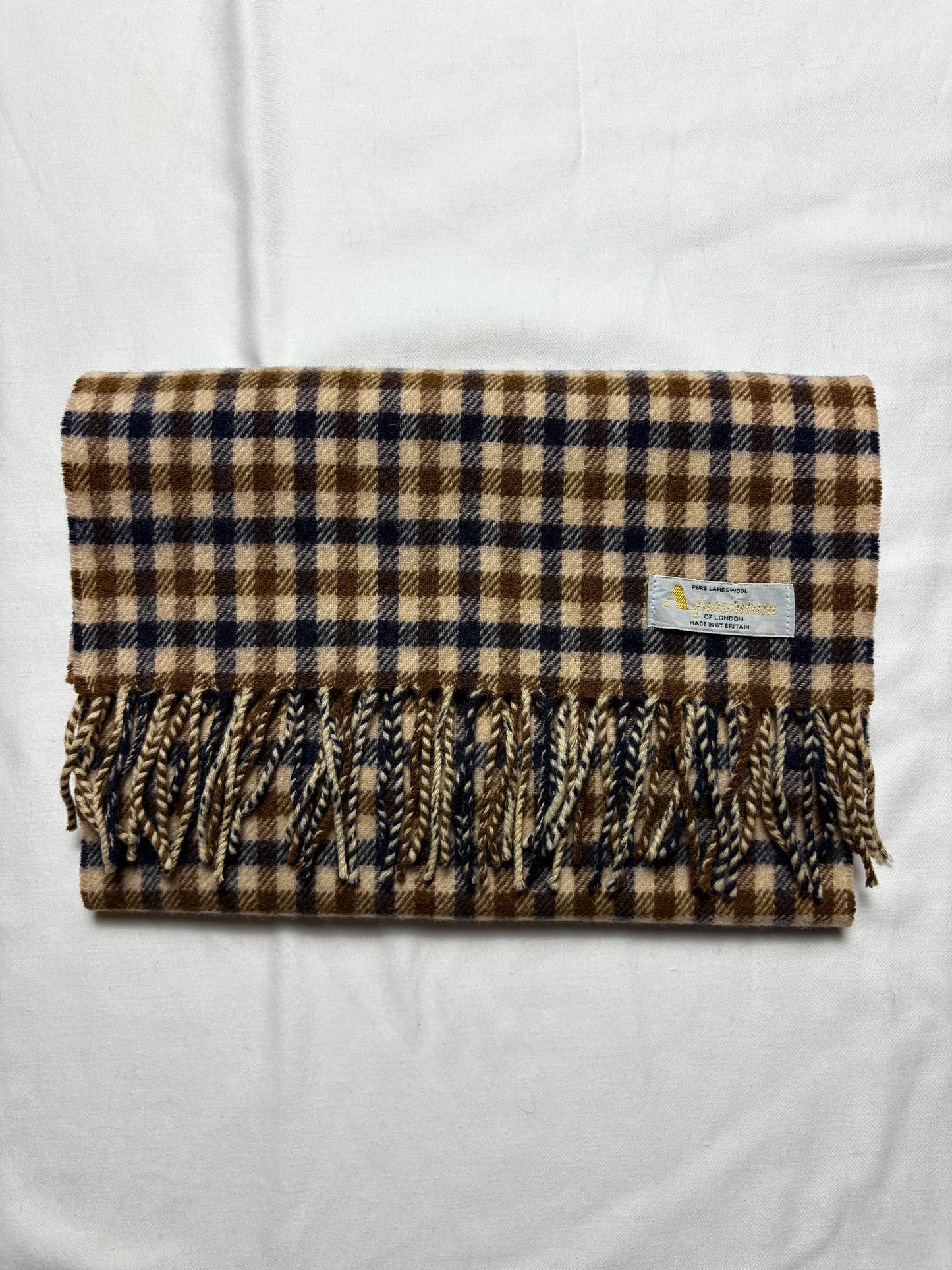 Vintage Aquascutum Classic Check Lana Wool Scarf | 12x52'
