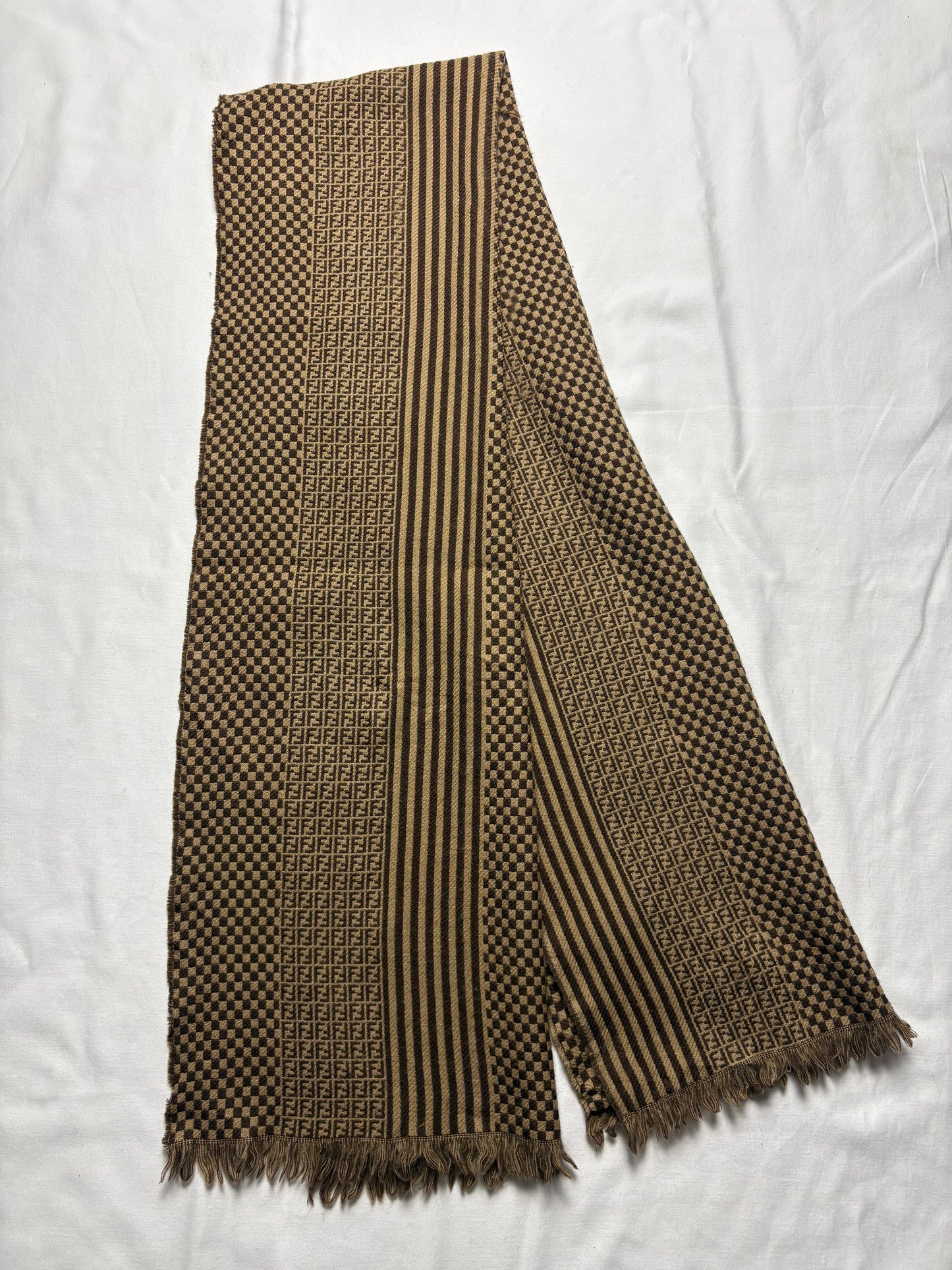 Vintage Fendi Monogram Lana Wool Scarf | 16x60'