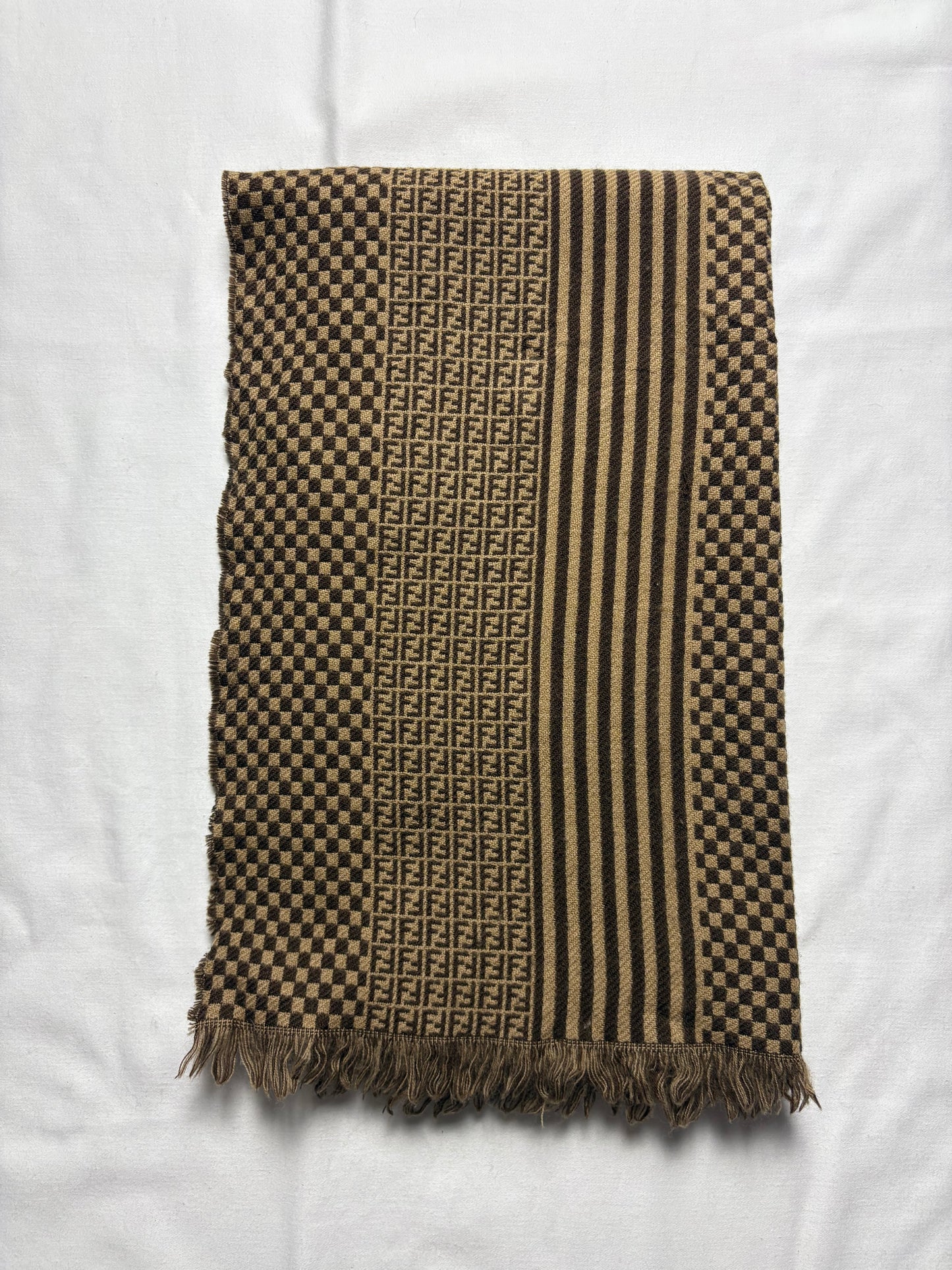 Vintage Fendi Monogram Lana Wool Scarf | 16x60'