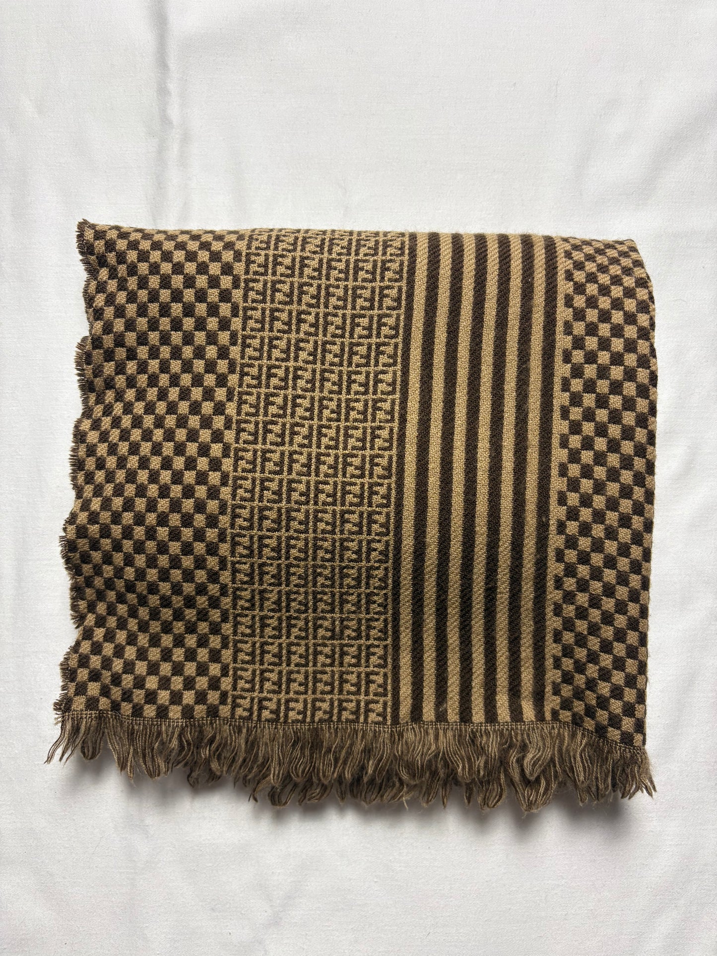 Vintage Fendi Monogram Lana Wool Scarf | 16x60'