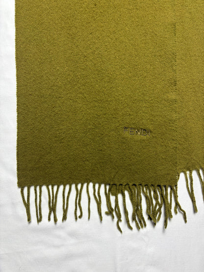 Vintage Fendi Green Lana Wool Scarf | 12x52'