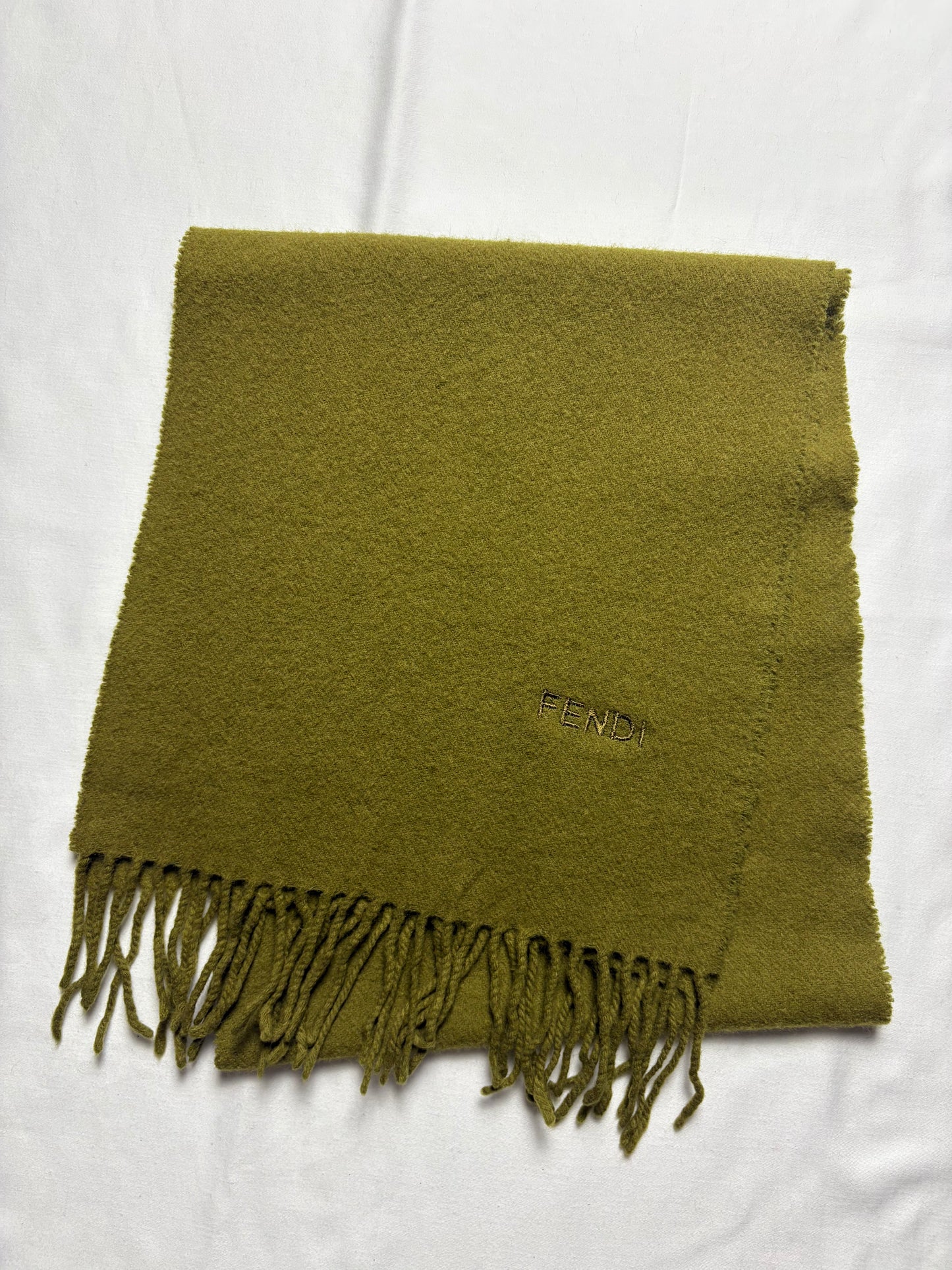 Vintage Fendi Green Lana Wool Scarf | 12x52'