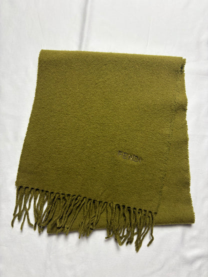 Vintage Fendi Green Lana Wool Scarf | 12x52'