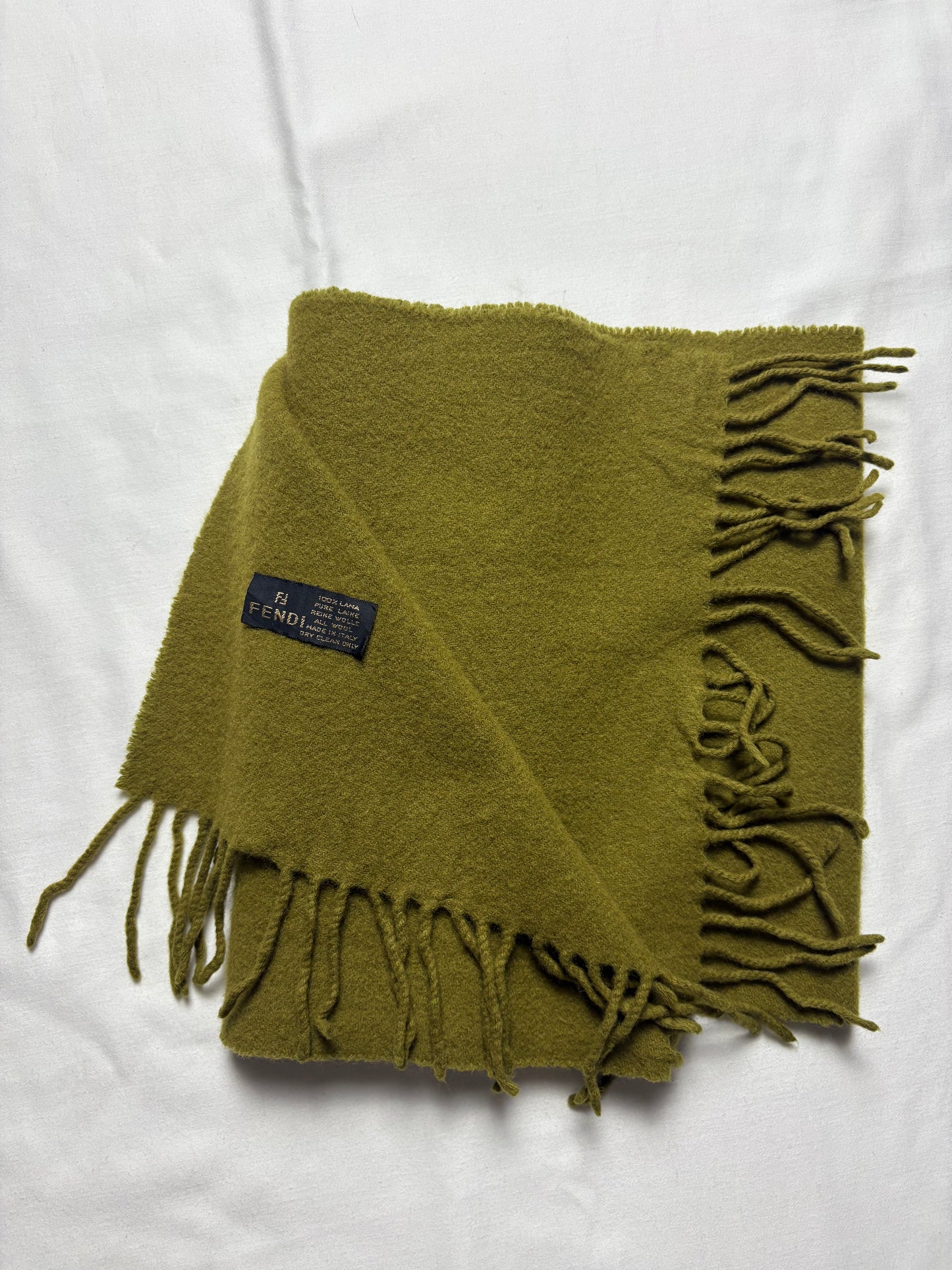 Vintage Fendi Green Lana Wool Scarf | 12x52'