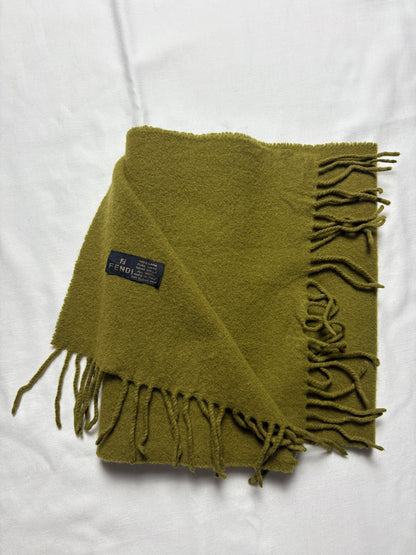 Vintage Fendi Green Lana Wool Scarf | 12x52'