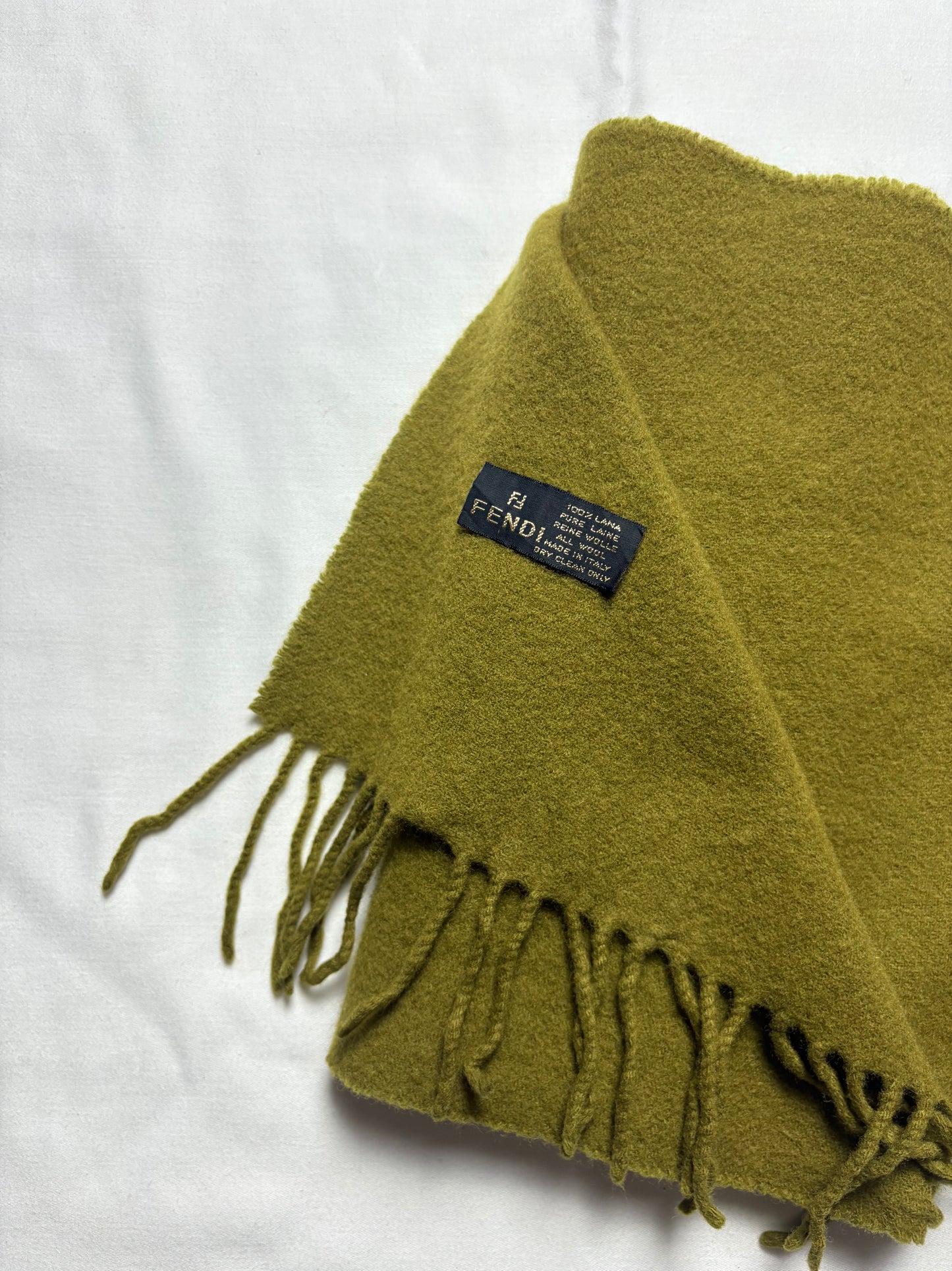 Vintage Fendi Green Lana Wool Scarf | 12x52'