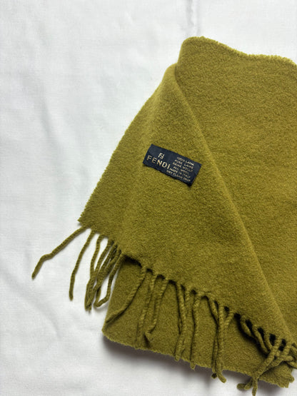 Vintage Fendi Green Lana Wool Scarf | 12x52'